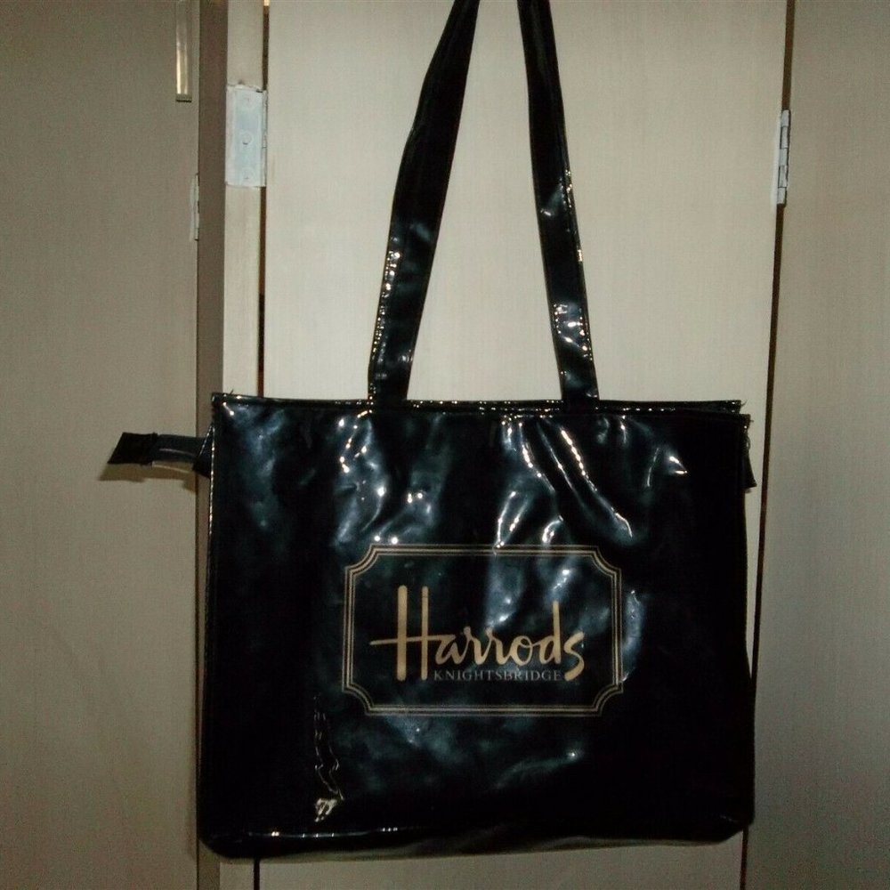 Harrod's Knightsbridge Shopping Tote Bag Black